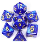 Conjunto de 7 Dados de RPG Azul Marmorizado