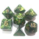 Conjunto de 7 Dados de RPG Verde Claro Marmorizado