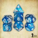 Conjunto de 7 dados - Mesclado Azul Celeste-Cinza - RPG