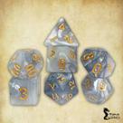 Conjunto de 7 dados - Mesclado Cinza-Branco - RPG