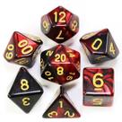 Conjunto de 7 dados- Mesclado Vermelho-Preto - RPG