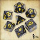 Conjunto de 7 dados- Preto com amarelo - RPG Conjunto de 7 dados- Preto com amarelo - RPG