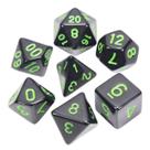 Conjunto de 7 dados- Preto com verde - RPG Conjunto de 7 dados- Preto com verde - RPG