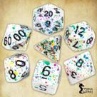 Conjunto de 7 dados- Respingos Coloridos - RPG