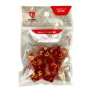 Conjunto de 7 Dados RPG Glitter Vermelho e Dourado Central