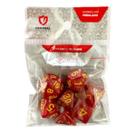 Conjunto de 7 Dados RPG Perolado Vermelho e Dourado Central