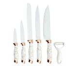 Conjunto de 7 Facas de Cozinha em Aço Inoxidável, Branco Mármore Conjunto de 7 Facas de Cozinha em Aço Inoxidável, Branco Mármore