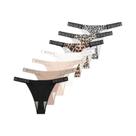 Conjunto De 7 Peças De Tanga Feminina Com Estampa De Leopardo E Cristais, Cintura Baixa, Macio,