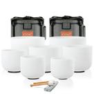 Conjunto de 7 taças de canto de cristal de quartzo de chakra fosco CVNC