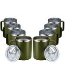 Conjunto de 8 canecas de viagem de aço inoxidável MEWAY de 12 onças, verde militar Conjunto de 8 canecas de viagem de aço inoxidável MEWAY de 12 onças, verde militar