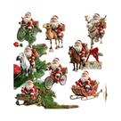 Conjunto De 8 Enfeites De Madeira 2D Planos Do Papai Noel Para Árvores De Natal E Decorações