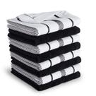 Conjunto de 8 Panos de Prato KitchenAid Albany - Ônix Preto/Branco - 30x30cm