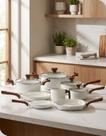 Conjunto de 8 Peças Pratic Cook Mármore Branco Indução e Gás