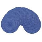 Conjunto de 8 tapetes americanos SHACOS, trançados redondos, para mesa de jantar, azul