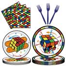 Conjunto de 96 peças de pratos 3D em formato de cubo para festa WAHA-GG Conjunto de 96 peças de pratos 3D em formato de cubo para festa WAHA-GG