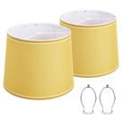Conjunto de abajures de 2 abajures de tambor de 25 cm de altura, amarelo e branco