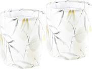 Conjunto de abajures GO&SO Tall Drum Leaf Pattern Natural Linen