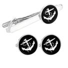 Conjunto de abotoaduras e barras de gravata Creative Anchor para homens