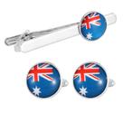 Conjunto de abotoaduras e clipes de gravata, bandeira da Austrália para homens Conjunto de abotoaduras e clipes de gravata, bandeira da Austrália para homens