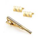 Conjunto de abotoaduras e clipes de gravata, elegante em cobre banhado a ouro