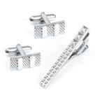 Conjunto de abotoaduras e clipes de gravata para homens, cobre prateado Conjunto de abotoaduras e clipes de gravata para homens, cobre prateado