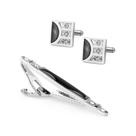 Conjunto de abotoaduras e clipes de gravata para homens, esmaltado com detalhes em diamante