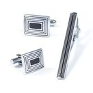 Conjunto de abotoaduras e clipes de gravata, retangular, geométrico premium