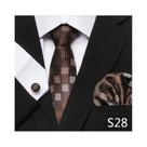 Conjunto de Abotoaduras e Gravata Xadrez Vermelha para Homens - Ideal para Festas e Negócios