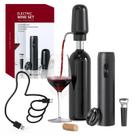 Conjunto de abridor de vinho elétrico CIRCLE JOY 4 em 1 com aerador preto
