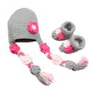 Conjunto de accesorios para fotografía de bebé Snuglily gorro y botitas gris-rosa para recién nacido Conjunto de accesorios para fotografía de bebé Snuglily gorro y botitas gris-rosa para recién nacido