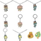 Conjunto de acessórios Animal Crossing, chaveiro, colar