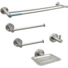 Conjunto De Acessórios Banheiro 5 Peças Inox Escovado Luxo Porta Toalha Papeleira Gancho Saboneteira Toalheiro Duplo 60