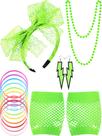 Conjunto de acessórios Blulu 80s para mulheres, faixa de renda, brincos, luva