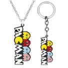 Conjunto de acessórios: chaveiro e colar Pac-Man para fãs de arcade