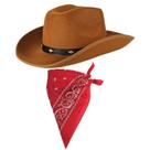 Conjunto de acessórios COLOFALLA, chapéu de cowboy e bandana para adulto