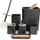 Conjunto de acessórios de banheiro CERBIOR de 6 peças para banho de bambu (preto)
