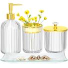 Conjunto de acessórios de banheiro Haturi 4 unidades de vidro transparente/dourado