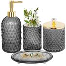 Conjunto de acessórios de banheiro Haturi Grey Glass de 4 peças