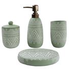 Conjunto de acessórios de banheiro Hymmah Green, 4 peças de resina