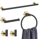 Conjunto de acessórios de banheiro Lairuier Black/Gold, 5 unidades