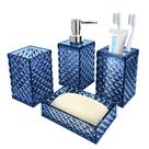 Conjunto de acessórios de banheiro Seeatoo Blue com dispensador de sabão, 4 peças