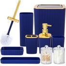 Conjunto de acessórios de banheiro Viowil 9 peças em azul marinho
