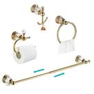 Conjunto de acessórios de banheiro WOLIBEER Gold Brass Crystal 4 peças Conjunto de acessórios de banheiro WOLIBEER Gold Brass Crystal 4 peças