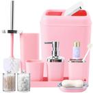 Conjunto de acessórios de banheiro XLHOMO Pink com bandeja, dispensador de sabão