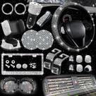 Conjunto de acessórios de carro NBTEPEM Bling 27 unidades para mulheres, prata