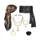 Conjunto De Acessórios De Cosplay De Pirata Para Halloween 6 Peças: Lenço Vermelho E Preto, Cinto,
