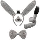 Conjunto de Acessórios de Fantasia Aoriher Donkey - Adulto e Infantil (Cinza)