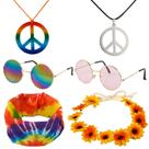 Conjunto de acessórios de fantasia BOXOB 70s Hippie para mulheres e meninas