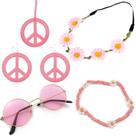 Conjunto de acessórios de fantasia Hileyu Hippie dos anos 60 e 70 para mulheres, 5 unidades