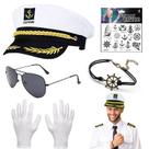 Conjunto de acessórios de fantasia Yacht Captain Hat Rudder Bracelet